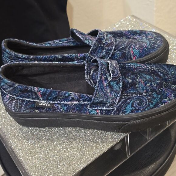 Vans Style 53 Velvet Blue Paisley Loafers - Picture 6 of 8